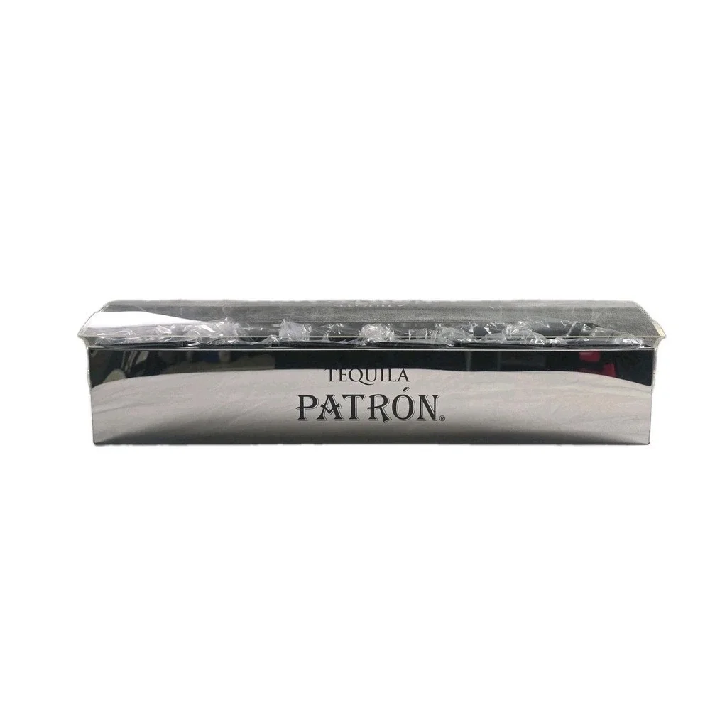 Patro'n Tequila Bar Caddy 6 Compartment Stainless Roll Top Cover New